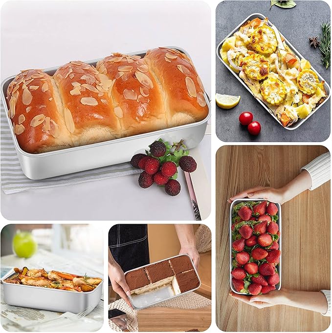LIANYU Loaf Pans 9x5 Inch, 8 Pack Bread Pans for Baking, Stainless Steel Baking Pans, Loaf Tins for Homemade Bread Brownies and Pound Cakes, Dishwasher Safe