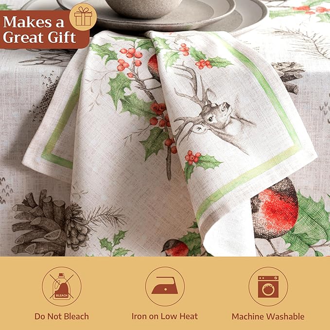 Maison d' Hermine Cloth Napkins Set of 4 100% Cotton for Thanksgiving Christmas Decorations Everyday Reusable Square Fall Napkins Cloth Washable Dinner Party (Christmas Dew, 20"x20")