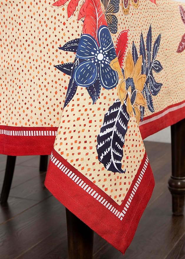 Maison d' Hermine Table Cloth Rectangle Table 100% Cotton 70 x 140 Inches Fall Tablecloth Reusable Everyday Use for Thanksgiving Christmas Decorations Dining Farmhouse Party (Kalahari)