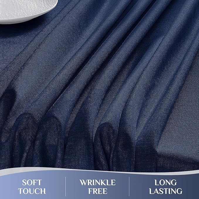Softalker Navy Blue Large Rectangular Table cloths 60x104 inch Faux Linen Tablecloth Outdoor Waterproof Stain and Wrinkle Resistant Table Cover for 6/8 foot Rectangle Dining Table for Party Graduation