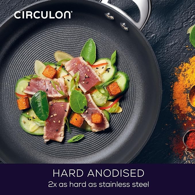 Circulon Symmetry Hard Anodized Nonstick Frying Pan Set / Skillet Set - 10 Inch and 12 Inch, Black