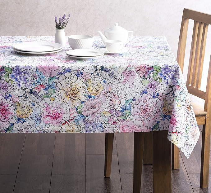 Maison d' Hermine Table Cloth Rectangle Table 100% Cotton 60 x 108 Inches Tablecloth Reusable Decorative for Dining Room Farmhouse Home Valentines Day Decorations Spring Summer - Floral Love