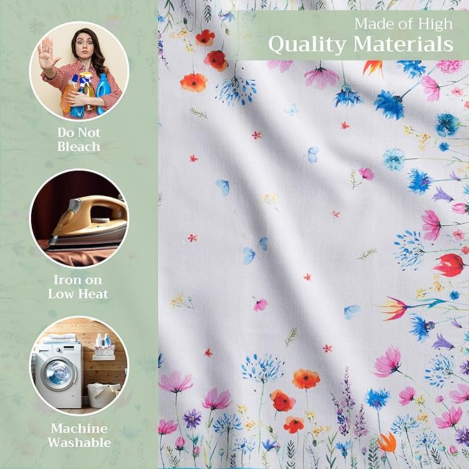 Maison d' Hermine Cloth Napkins Set of 4 100% Cotton Everyday Reusable Square Napkins Cloth Washable Dinner Wedding Restaurant Valentines Day Decorations Spring/Summer (Flower In The Field, 20" x 20")