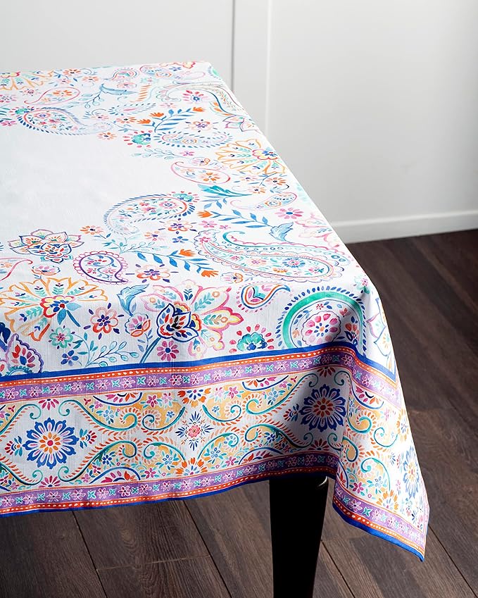 Maison d' Hermine Table Cloth Rectangle Table 100% Cotton 70 x 108 Inches Tablecloth Reusable Decorative for Dining Room Farmhouse Home Valentines Day Decorations Spring Summer - Indian Floral