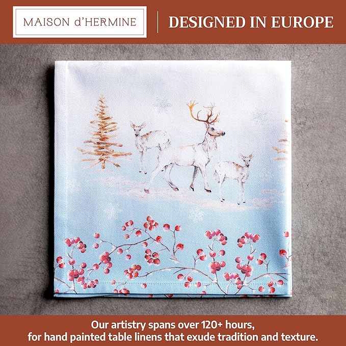 Maison d' Hermine Cloth Napkins Set of 4 100% Cotton for Thanksgiving Christmas Decorations Everyday Reusable Square Fall Napkins Cloth Washable Dinner Party (Fairy Tale Forest, 20"x20")