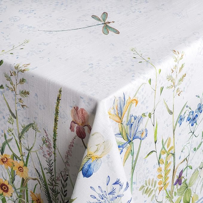 Maison d' Hermine Table Cloth Rectangle Table 100% Cotton 70 x 108 Inches Tablecloth Reusable Decorative for Dining Room Farmhouse Home Valentines Day Decorations Spring Summer - Fleurs De Mai