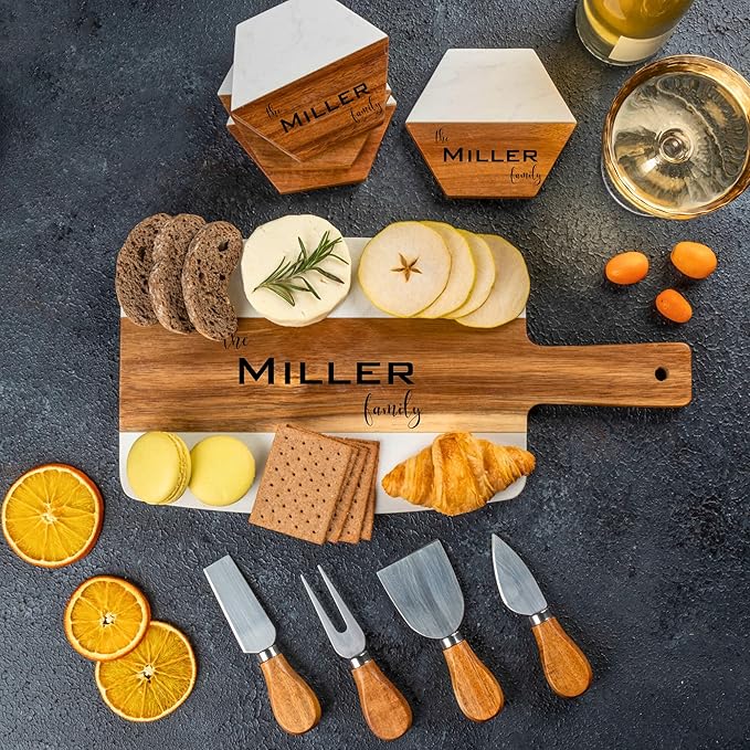 Personalized Charcuterie Board Set - Custom Engraved Bridal Shower, Wedding & Anniversary Present, Perfect for Housewarming, Couples, Friends, Birthday, Mom, Valentines Day Gifts for Her, Women