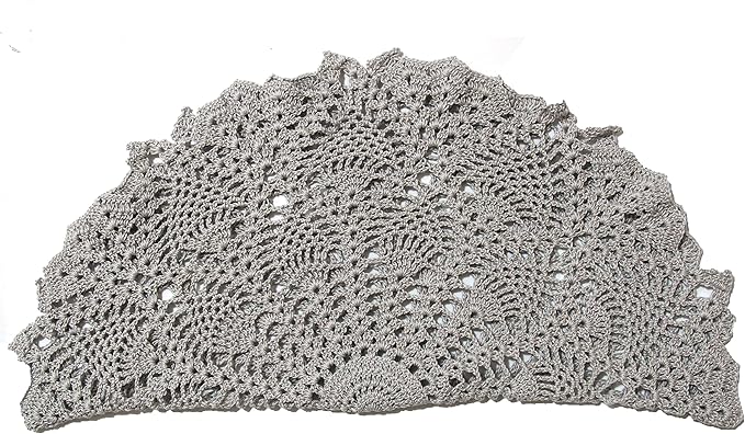 BIBITIME Lace Tablecloth Doily Handmade Crochet Placemat Women Vase Mat Kitchen Table Runner (1PC- 18 in to 20 in, Light Grey)