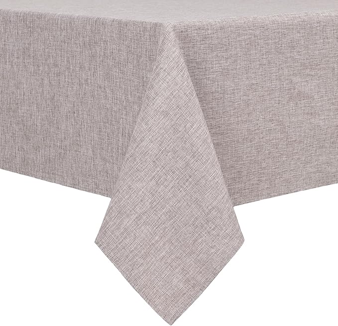 Hiasan Faux Linen Rectangle Tablecloth - Wrinkle and Stain Resistant Washable Table Cloth for Kitchen Dining Room Holiday Table Cover for Party Dinner, Stone, 54 x 80 Inch