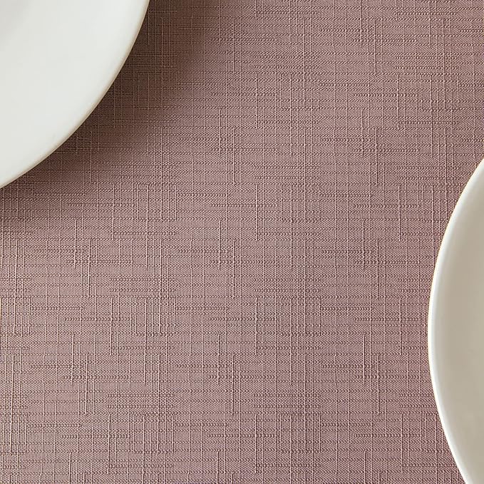 maxmill Faux Linen Textured Rectangle Tablecloth Water Resistant Wrinkle Free Spill-Proof, Soft Table Cloth for Dining Room Decoration, Banquet Parties Event Holiday Dinner, 60 x 84 Inch Dusty Pink