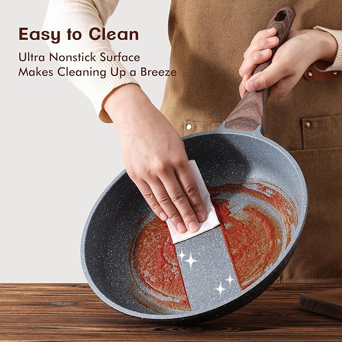 SENSARTE Nonstick Frying Pan Skillets, Swiss Granite Coating Omelette Pans, Healthy Cookware Chef's Pans, Free of Intentionally Added PFOA (10+12 Inch)