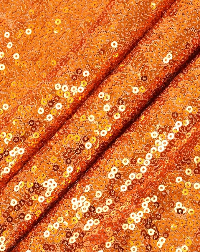 Eternal Beauty Orange Tablecloth, 90x132 Inch Sequin Rectangle Table Cover for Cake Dessert Exhibition Party Birthday Events