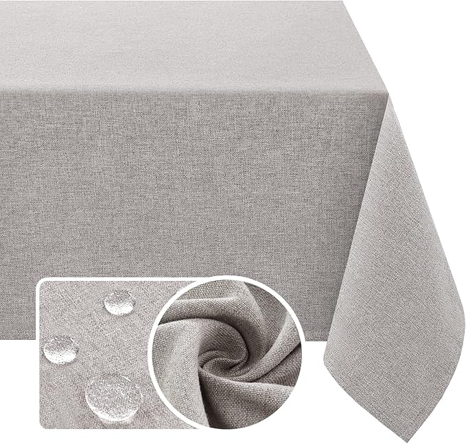 H.VERSAILTEX Linen Textured Tablecloth 54 x 54 Waterproof Decorative Table Cloth Spill-Proof Linen Look Cover for Party Table Extra Soft and Thick Fabric Wrinkle Free, Heather Taupe