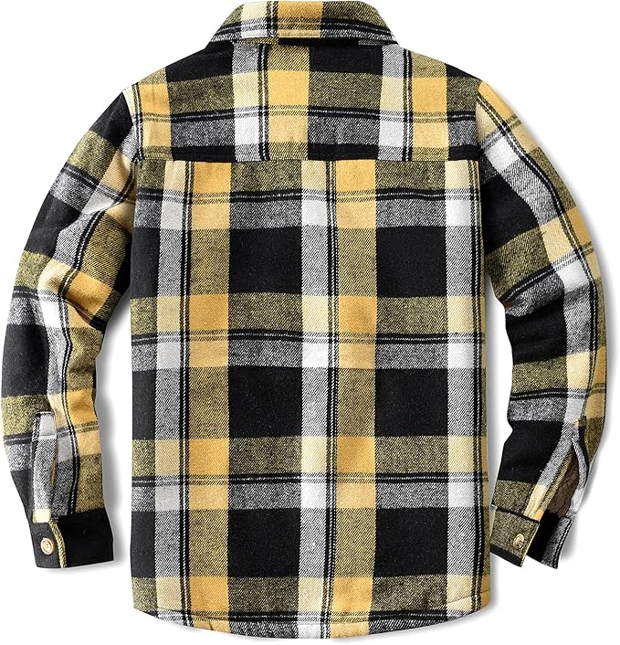 Men's Cotton Sherpa Lined Button Down Flannel Shirt Jacket Plaid Soft Outdoor Flannel Jacket Shirt