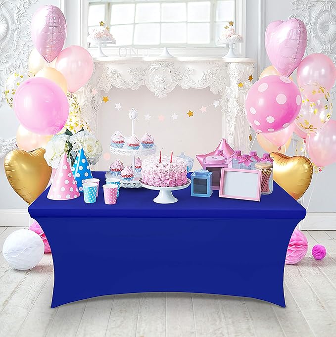 Utopia Kitchen Spandex Tablecloth 2 Pack [6FT, Royal Blue] Tight, Fitted, Washable and Wrinkle Resistant Stretch Table Cloth Rectangle Cover for Trade Show, Weddings & Parties [72Lx30Wx30H Inch]