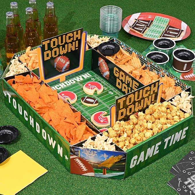 Gatherfun Football Party Supplies Kit - Tailgate, Birthday & Party Food Tray Set | Football Party Decorations & Favors