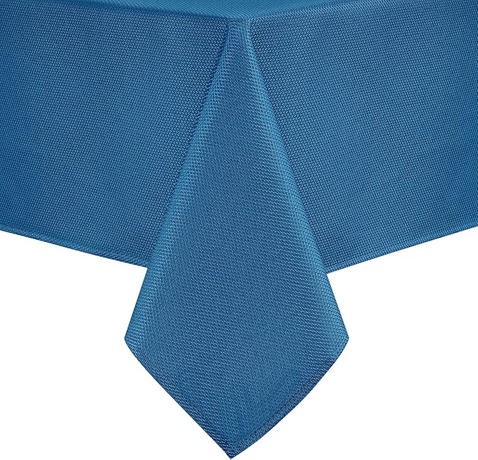 Hiasan 60 X 120 Inch Rectangle Textured Tablecloth - Waterproof Spillproof Antiwrinkle Jacquard Table Cloth for Kitchen and Dining Dinner, Outdoor Picnic, Holiday and Parties, Royal Blue