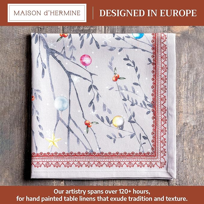 Maison d' Hermine Cloth Napkins Set of 4 100% Cotton for Thanksgiving Christmas Decorations Everyday Reusable Square Fall Napkins Cloth Washable Dinner Party (Fairy Christmas, 20"x20")