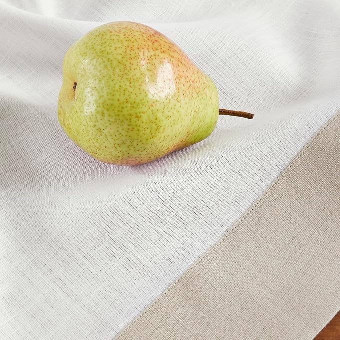 Solino Home Linen Tablecloth 60 x 120 Inch - 100% Pure Linen Natural and White Table Cloth for Rectangle Tables - Contempo, Machine Washable Tablecloth for Winter, Spring, Easter