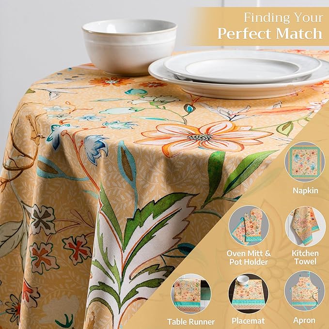 Maison d' Hermine Table Cloth Round Table 100% Cotton 63 Round Inches Tablecloth Reusable Decorative for Dining Room Farmhouse Home Valentines Day Decorations Spring Summer - Luxury Loft - Peach