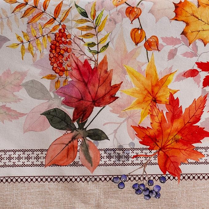 Maison d' Hermine Table Cloth Rectangle Table 100% Cotton 70 x 90 Inches Fall Tablecloth Reusable Everyday Use for Thanksgiving Christmas Decorations Dining Farmhouse Party (Amarante)