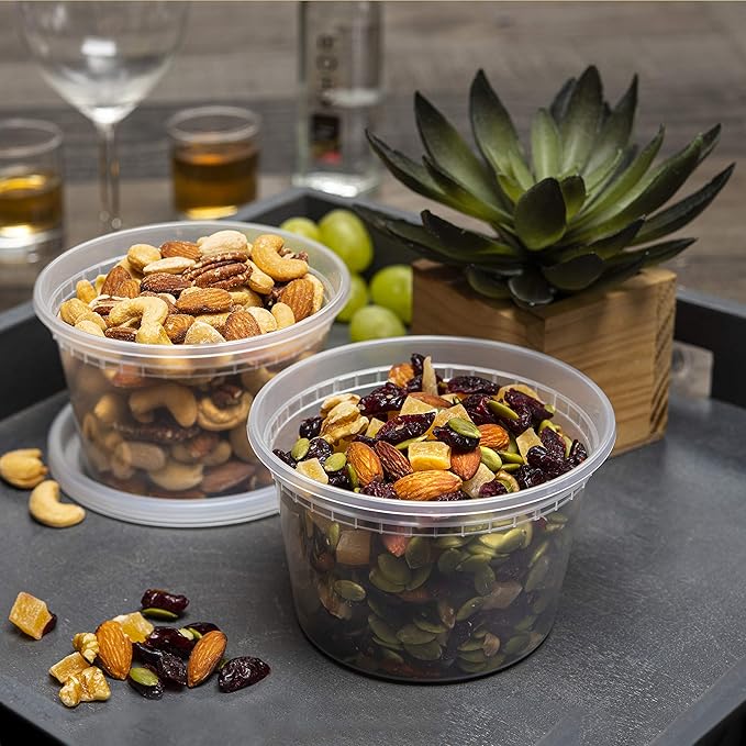 NYHI 16oz 40 Pack Clear Deli Containers with Lids Disposable Food Storage Containers with Lids Recyclable Space Saver Airtight Container for Kitchen Storage Meal Prep Take Out