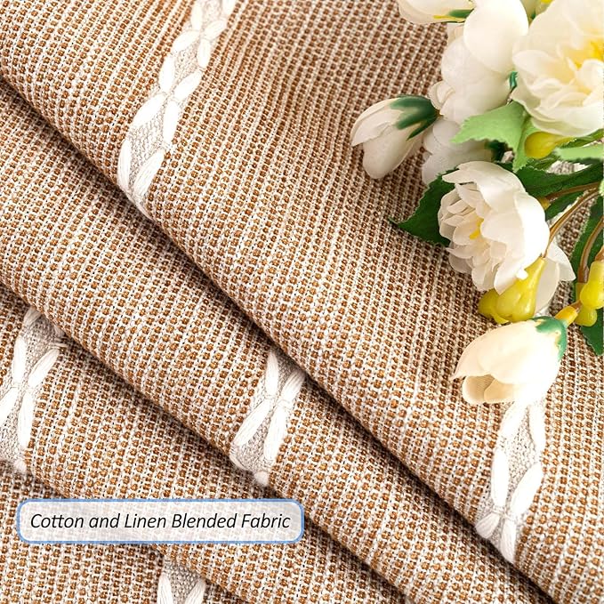 SIELUNO Farmhouse Tablecloth Cotton Linen Waterproof Burlap Table Cloth Rectangle Table Cloths for Kitchen Dinning Tabletop Decoration-Coffee Stripe-Rectangle, 55''x102'', 8-10 Seats