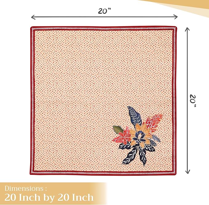 Maison d' Hermine Cloth Napkins Set of 4 100% Cotton for Thanksgiving Christmas Decorations Everyday Reusable Square Fall Napkins Cloth Washable Dinner Party (Kalahari, 20"x20")