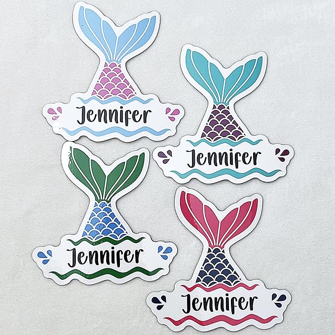 Mermaid Tail Monogram Cruise Door Decoration Magnet Sign, Colorful Personalized Name Keepsake, Carnival, Fridge Office Decor