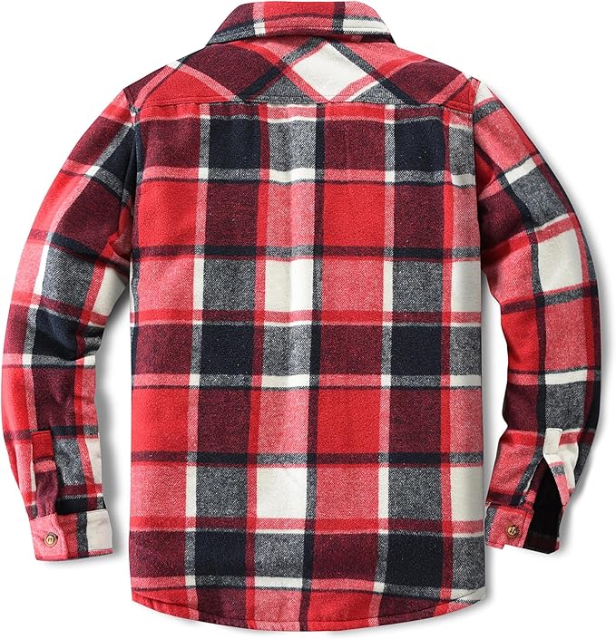 Men's Cotton Sherpa Lined Button Down Flannel Shirt Jacket Plaid Soft Outdoor Flannel Jacket Shirt
