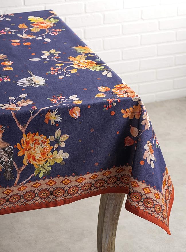 Maison d' Hermine Table Cloth Rectangle Table 100% Cotton 70 x 90 Inches Fall Tablecloth Reusable Everyday Use for Thanksgiving Christmas Decorations Dining Farmhouse Party (Kelim - Infinity)