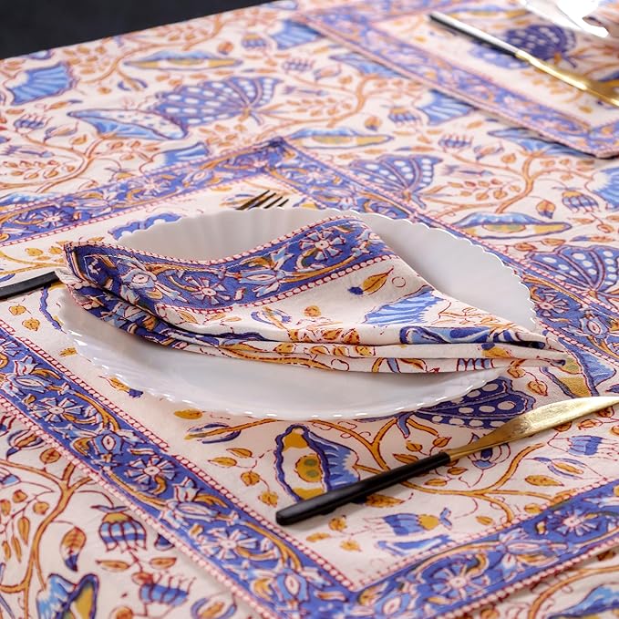 Hand Block Printed Table Cover - Exquisite Design, Premium Cotton Fabric, Perfect for Dining and Decor, Dining Table Linen(Orchid Purple,12 Seater 72 x 135 Inches Rectangle)