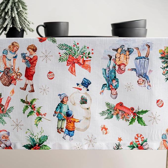 Maison d' Hermine Table Cloth Square Table 100% Cotton 54 x 54 Inches Fall Tablecloth Reusable Everyday Use for Thanksgiving Christmas Decorations Dining Farmhouse Party (Chromo)