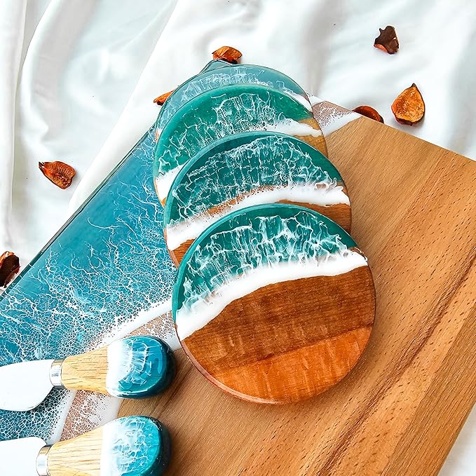 Resin Personalized Charcuterie Board Wedding Gift, Ocean Resin Cutting Board, Beach Charcuterie Board, House Warming Gifts New Home Women, Closing Gifts for Home Buyers, Epoxy Cutting Board