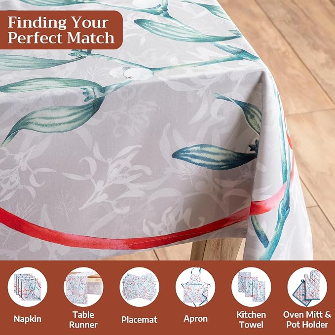 Maison d' Hermine Table Cloth Rectangle Table 100% Cotton 60 x 120 Inches Fall Tablecloth Reusable Everyday Use for Thanksgiving Christmas Decorations Dining Farmhouse Party (Enora)