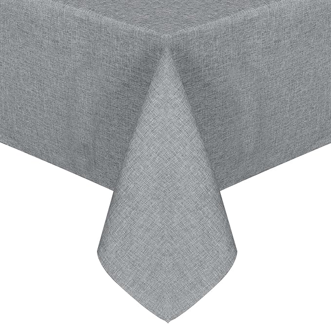 JIUZHEN Faux Linen Farmhouse Tablecloth Rectangular, Wrinkle Stain Resistant Table Cloth Rectangle Table Cover for Kitchen Dining, Holiday Party Dinner, Grey, 70 x 108 Inch