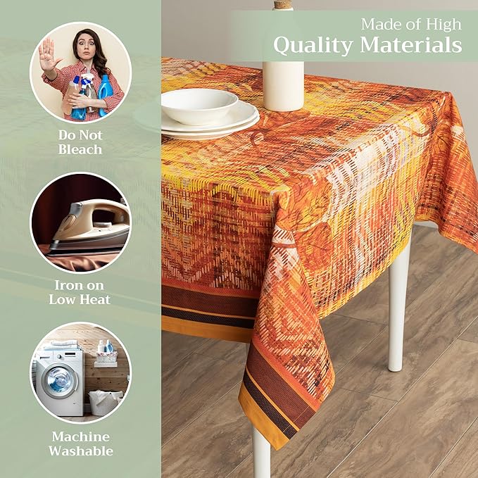 Maison d' Hermine Table Cloth Square Table 100% Cotton 60 x 60 Inches Fall Tablecloth Reusable Everyday Use for Thanksgiving Christmas Decorations Dining Farmhouse Party (Thanksgiving Tartan)