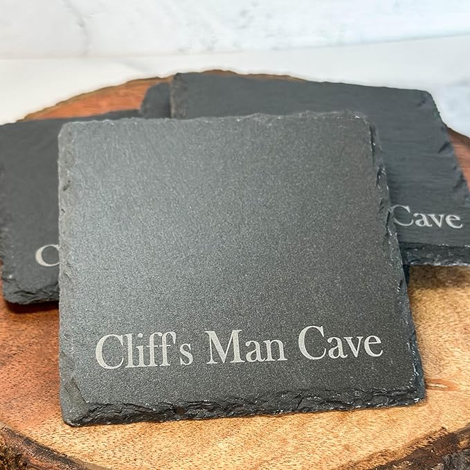 Personalized Coasters for Drinks Engraved Slate Custom Coaster Set of 4 6 8 or 10 Monogrammed Initial Name Wedding Gift for Couples 2025 Handmade by The Painted Pug
