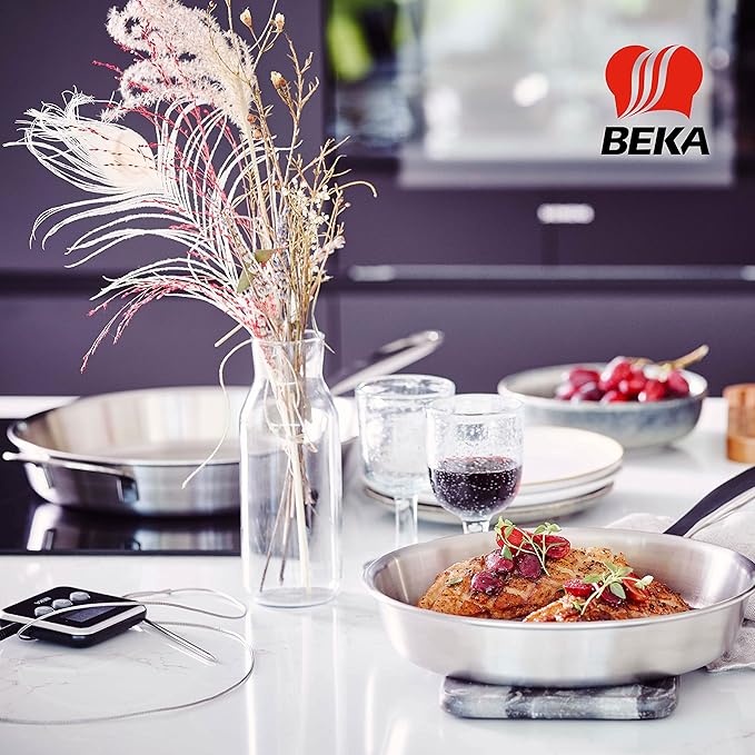 Beka Maestro Frying Pan Skillet - Stainless Steel Pan for Stainless Steel Cookware Set 5-Ply Construction, Oven Safe, Nonstick Frying Pan, Lead & Cadmium Free, Non Toxic Cookware - 9.5 Inch