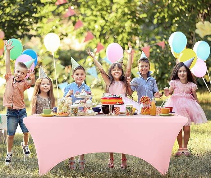 Utopia Kitchen Spandex Tablecloth 1 Pack [6FT, Pink] Tight, Fitted, Washable and Wrinkle Resistant Stretch Rectangular Patio Table Cover for Event, Wedding, Banquet & Parties [72Lx30Wx30H Inch]
