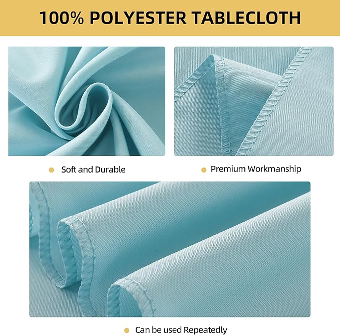 2-Pack 60x84 inch Dusty Blue Table Cloths, Solid Stain and Wrinkle Resistant Oblong Tablecloth, Premium Plain Weave Polyester Fabric Rectangle Table Linen Covers for Hotel, Banquet