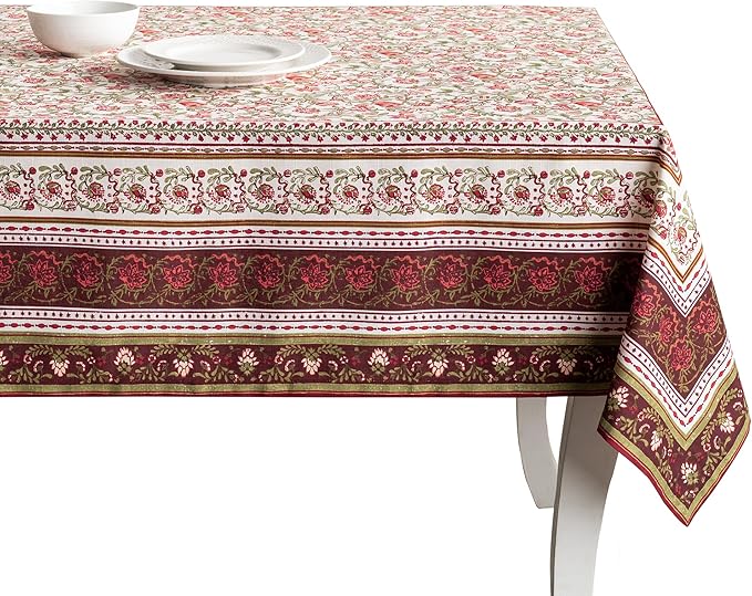 Maison d' Hermine Table Cloth Rectangle Table 100% Cotton 60 x 108 Inches Fall Tablecloth Reusable Everyday Use for Thanksgiving Christmas Decorations Dining Farmhouse Party (Reveillon Au Jardin)