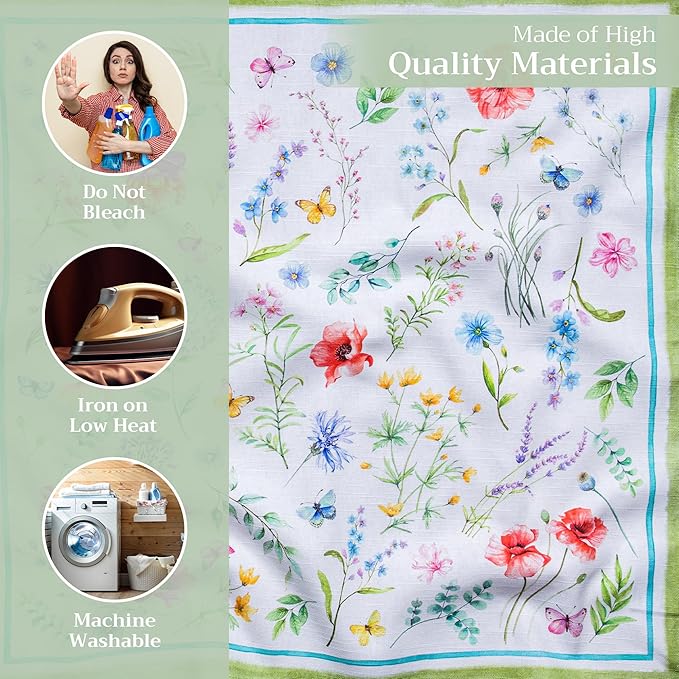 Maison d' Hermine Cloth Napkins Set of 4 100% Cotton Everyday Reusable Square Napkins Cloth Washable Dinner Party Wedding Restaurant Valentines Day Decorations Spring/Summer (Just Floral, 20" x 20")