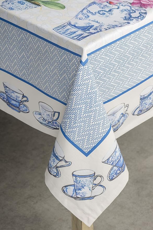Maison d' Hermine Table Cloth Rectangle Table 100% Cotton 60 x 108 Inches Tablecloth Reusable Decorative for Dining Room Farmhouse Home Valentines Day Decorations Spring Summer - Canton