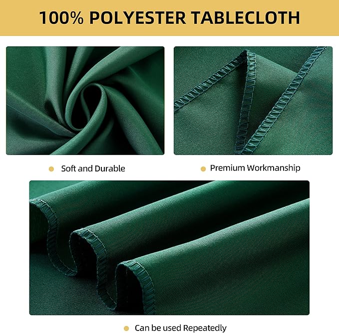 2-Pack Round 90-inch Blackish Green Table Cloths, Solid Stain and Wrinkle Resistant Circular Tablecloth, Premium Plain Weave Polyester Fabric Table Linen Covers for Hotel, Banquet