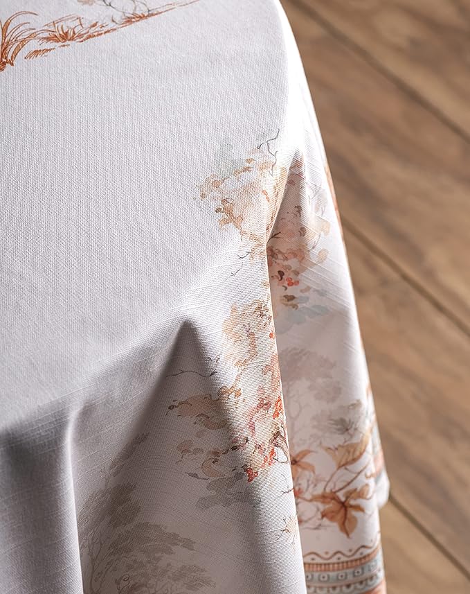 Maison d' Hermine Table Cloth Round Table 100% Cotton 63 Inches Fall Tablecloth Reusable Everyday Use for Thanksgiving Christmas Decorations Dining Farmhouse Party (Giving Thanks)