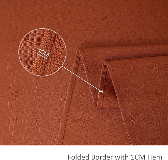 maxmill Rectangle Slubby Textured Tablecloth Waterproof Spillproof Wrinkle Free Fall Table Cloth, Kitchen Dining Room Thanksgiving Decoration, Fabric Table Cover Halloween Party, 52 x 70 Inch, Rust