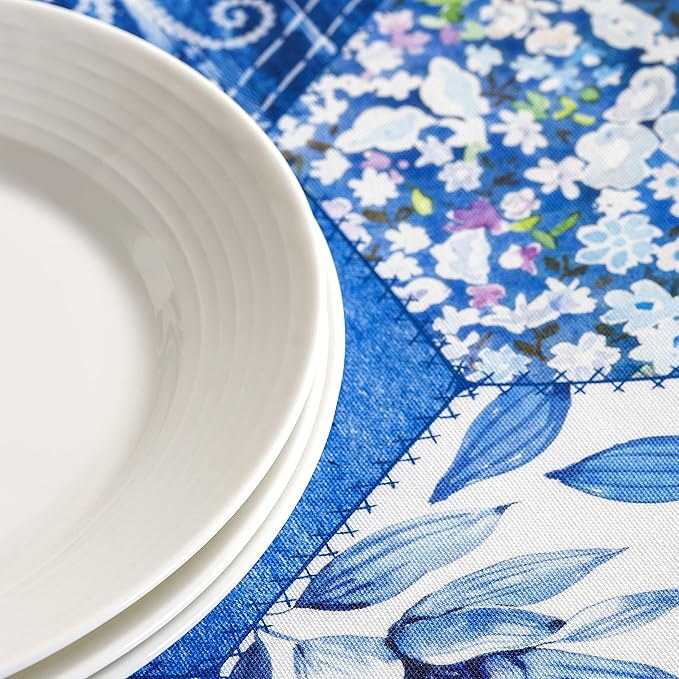 Maison d' Hermine Table Cloth Rectangle Table 100% Cotton 54 x 72 Inches Tablecloth Reusable Decorative for Dining Room Farmhouse Home Valentines Day Decorations Spring Summer - Summer Blues