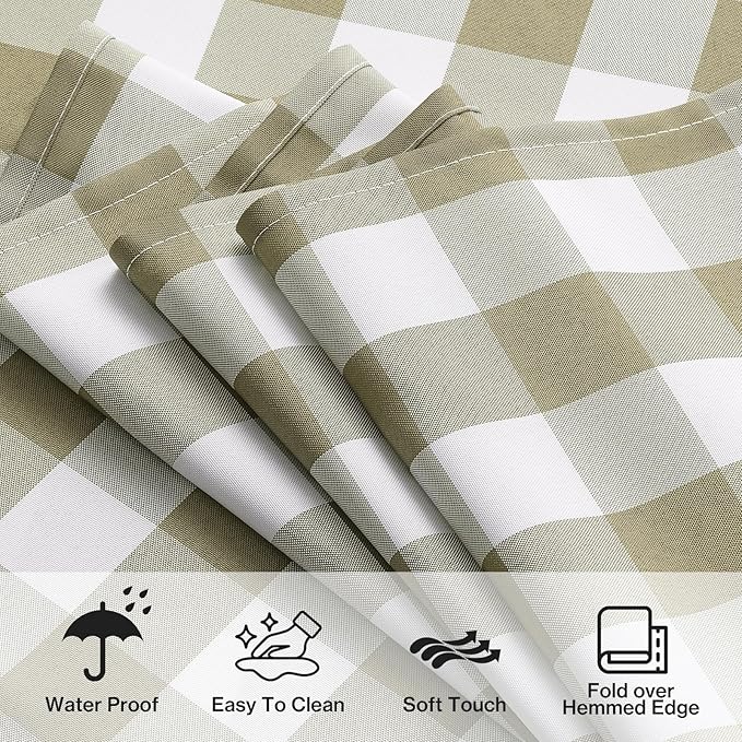 Checkered Tablecloth Rectangle Gingham Table Cloths Waterproof Wrinkle Free Buffalo Plaid Table Covers Washable for Dining, Parties & Outdoor Picnic(Khaki and White, 60"×120")