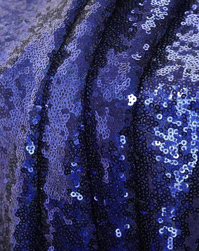 Eternal Beauty Navy Blue Tablecloth, 90x132 Inch Sequin Rectangle Table Cover for Cake Dessert Exhibition Party Birthday Events